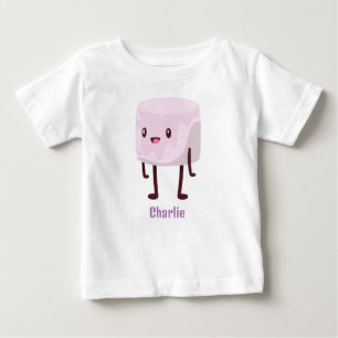 Gepersonaliseerde Kawaii Marshmallow Baby T-Shirt