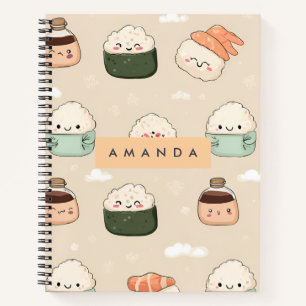 Gepersonaliseerde Kawaii Sushi Japanse eetpatroon Notitieboek