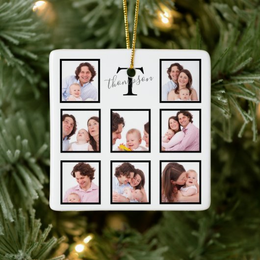 Gepersonaliseerde Keepomwille Familie Foto Collage Keramisch Ornament (Boom)