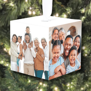 Gepersonaliseerde Keepsake Familiefoto Kerstmis Kubus Ornament