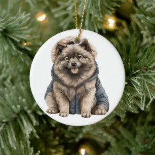 Gepersonaliseerde Keeshond hond Keramisch Ornament