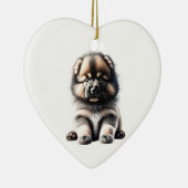 Gepersonaliseerde Keeshond Puppy Keramisch Ornament (Rechts)