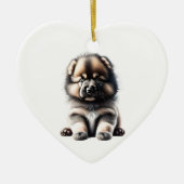 Gepersonaliseerde Keeshond Puppy Keramisch Ornament (Voorkant)