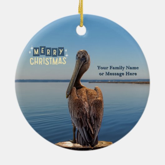 Gepersonaliseerde Keramische Pelikaan Kerst Orname Keramisch Ornament (Achterkant)