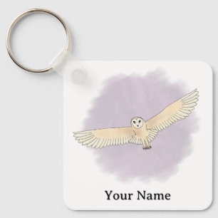 Gepersonaliseerde Kerkuil Paarse Achtergrond Sleutelhanger