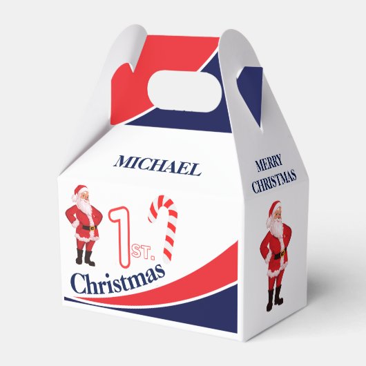 Gepersonaliseerde Kerst Baby "Mijn 1e Kerstmis" Bedankdoosjes (Voorkant Zijde)