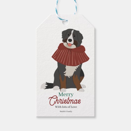 Gepersonaliseerde Kerst Berner Sennenhond Cadeaulabel (Voorkant)