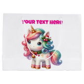 Gepersonaliseerde Kerst Eenhoorn Gift Bag Groot Cadeauzakje (Achterkant)