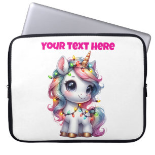 Gepersonaliseerde Kerst Eenhoorn Laptoptas 15" Laptop Sleeve