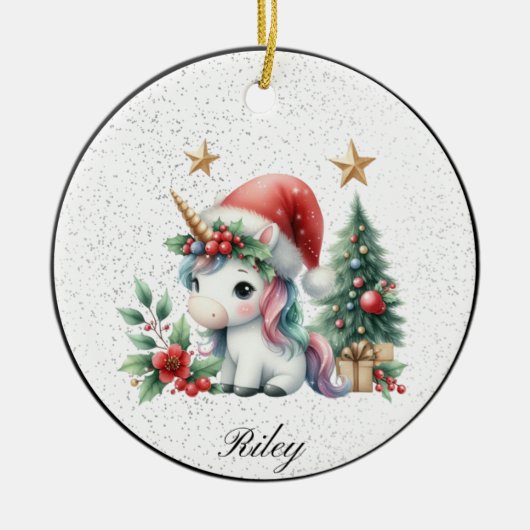 Gepersonaliseerde Kerst Eenhoorn Ornament (Voorkant)
