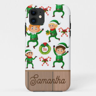 Gepersonaliseerde kerst elfen patroon iPhone 11 hoesje