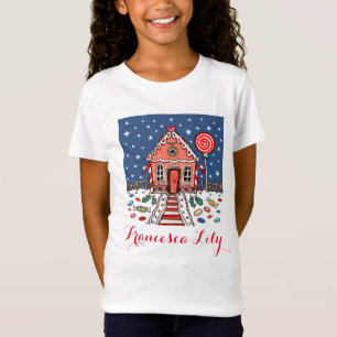 Gepersonaliseerde Kerst Gingerbread House T-Shirt