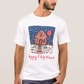 Gepersonaliseerde Kerst Gingerbread House T-Shirt (Voorkant)