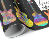 Gepersonaliseerde Kerst Gitaar Zakelijke Logo Cadeaupapier (Rol Hoek)