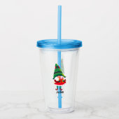 Gepersonaliseerde kerst Gnome met een geschenkdoos Acryl Drinkbeker (Voorkant)