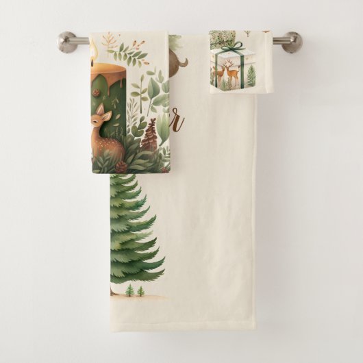 Gepersonaliseerde kerst grillige Baby 1e Kerstmis Bad Handdoek (Insitu)