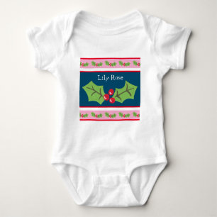 Gepersonaliseerde kerst Holly & Berries Romper