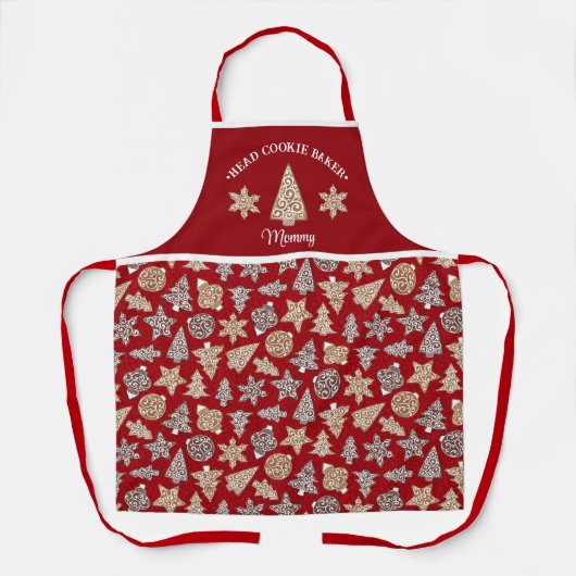 Gepersonaliseerde Kerst Hoofd Cookie Baker Custom Schort (Voorkant)