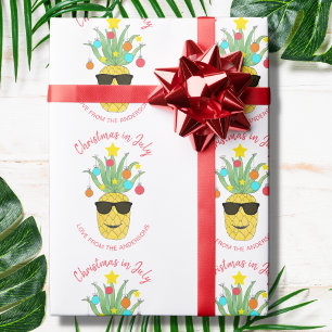 Gepersonaliseerde kerst in juli ananas cadeaupapier