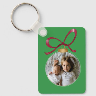Gepersonaliseerde kerst Keepsake met foto & tekst Sleutelhanger