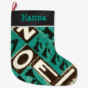 Gepersonaliseerde  kerst met groene noel grote kerstsok