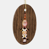 Gepersonaliseerde kerst met kerst op kerst met wil keramisch ornament (Rechts)