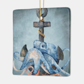 Gepersonaliseerde kerst met octopus en anker keramisch ornament (Links)