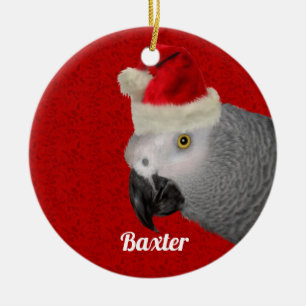 Gepersonaliseerde kerst met papegaai keramisch ornament