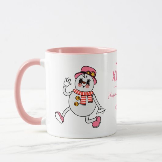 Gepersonaliseerde kerst Mok | Schattigee Roze Snee (Links)