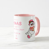 Gepersonaliseerde kerst Mok | Schattigee Roze Snee (Voorkant rechts)
