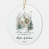 Gepersonaliseerde Kerst Nieuwe Huis Keramisch Ornament (Links)