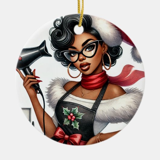 Gepersonaliseerde Kerst Ornament voor Kapper (Voorkant)