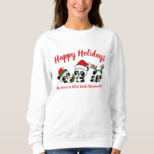 Gepersonaliseerde kerst panda's lange mouw trui (Voorkant)