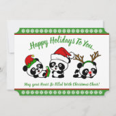 Gepersonaliseerde Kerst Panda's Vakantie Kaart (Voorkant)