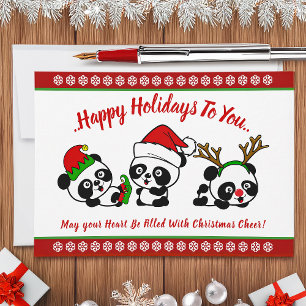 Gepersonaliseerde Kerst Panda's Vakantie Kaart