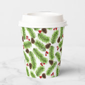 Gepersonaliseerde kerst Pinecones & Berries Papieren Bekers (Achterkant)