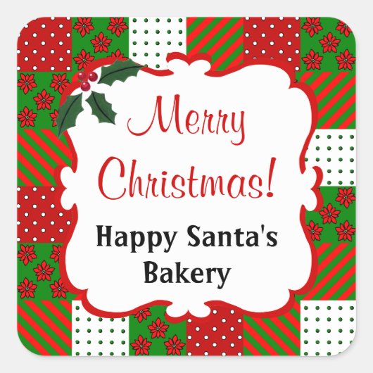 Gepersonaliseerde kerst quilt Sticker (Voorkant)