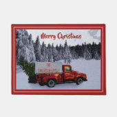 Gepersonaliseerde kerst  rode vrachtwagen deurmat (Voorkant)