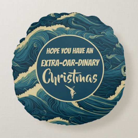 Gepersonaliseerde kerst roeien grappig rond kussen (Voorkant)