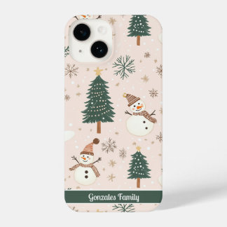 Gepersonaliseerde kerst sneeuwpop telefoonhoesje iPhone 14 hoesje