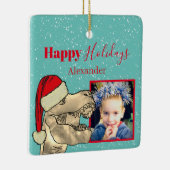 Gepersonaliseerde Kerst T-Rex Dinosaurus Kinder Fo Keramisch Ornament (Rechts)