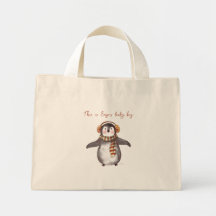 Gepersonaliseerde kerst Tas. Pinguïn tas met naam