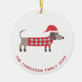 Gepersonaliseerde Kerst Teckel Hond Fun Keramisch Ornament (Voorkant)