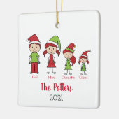 Gepersonaliseerde kerst van de Familie Keepomwille Keramisch Ornament (Links)