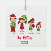 Gepersonaliseerde kerst van de Familie Keepomwille Keramisch Ornament (Achterkant)