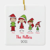 Gepersonaliseerde kerst van de Familie Keepomwille Keramisch Ornament (Voorkant)