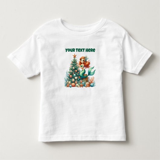 Gepersonaliseerde Kerst Zeemeermin Peuters T-shirt (Voorkant)