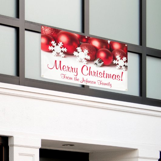 Gepersonaliseerde kerstbanner Red Tree-versieringe Spandoek (Buitenkant Gebouw)