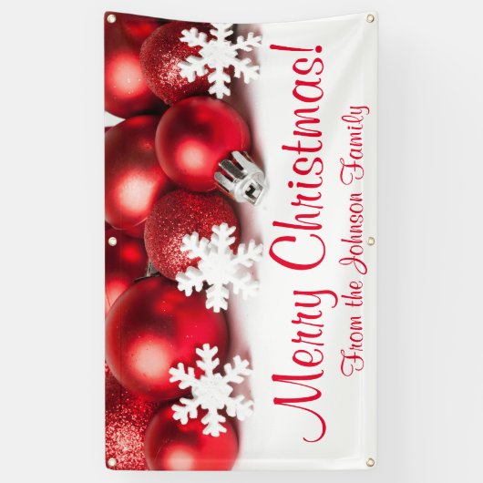 Gepersonaliseerde kerstbanner Red Tree-versieringe Spandoek (Verticaal)