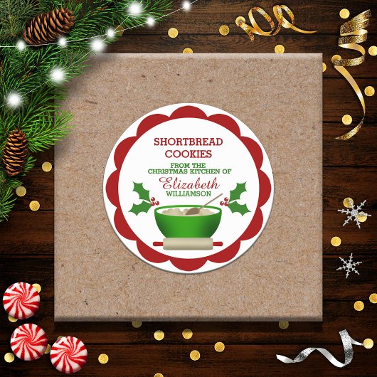 Gepersonaliseerde kerstbarbeel ronde sticker